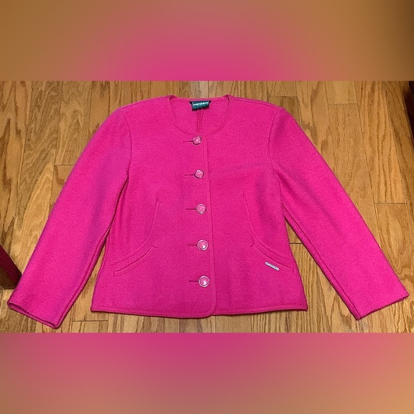 Women’s Size 38 GEIGER COLLECTION Pure New Wool Austrian Pink Button Up Sweater - Picture 13 of 16